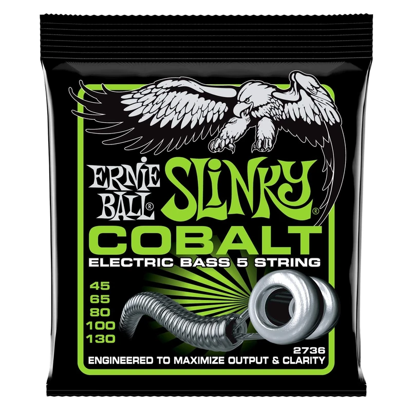 Ernie Ball Bass 5 Slinky Cobalt Electric Bass Strings - 45-130 Gauge
