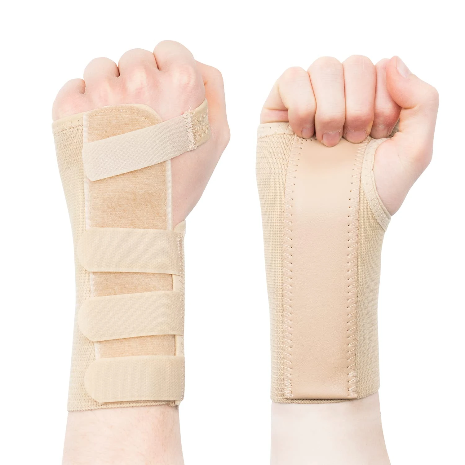 Actesso Tri-Weave Wrist Support Splint Brace - Relieves Pain from Carpal Tunnel, Fractures, Sprains and Joint Pain (Beige, Medium Left)
