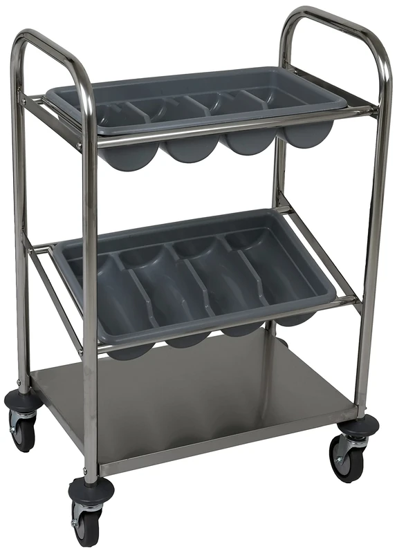 Saro INES Cutlery Trolley, Silver, 40 x 63 x 98 cm