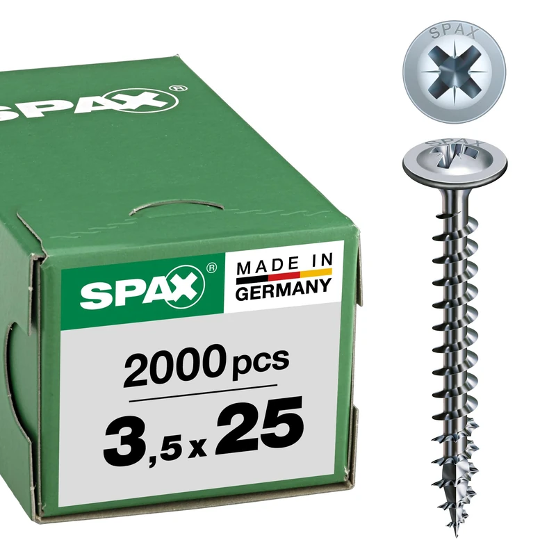 Spax Universal Photo Frame Screw Phillips Z 4Cut, Fully Threaded Back Blank, galvanised, A2J – 0281010350172., 281010350252
