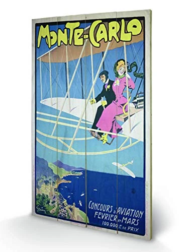 Pyramid International Monte Carlo Wooden Wall Art, Multicoloured, 45 x 76 cm