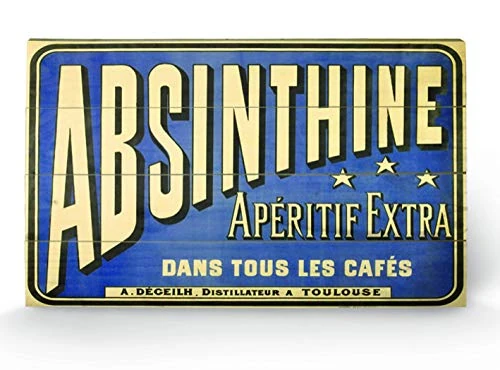Pyramid International Absinthe Aperitif Wooden Wall Art, multicoloured, 45 x 76 cm