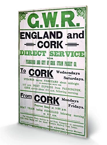 Pyramid International GWR England and Cork Wooden Wall Art, Multicoloured, 45 x 76 cm