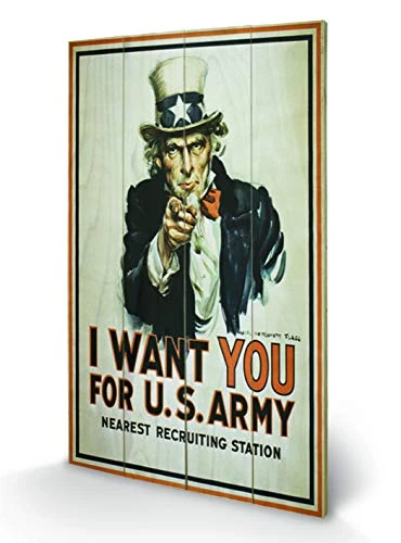 Pyramid International I Want You Uncle Sam Wooden Wall Art, multicoloured, 45 x 76 cm - Image 1