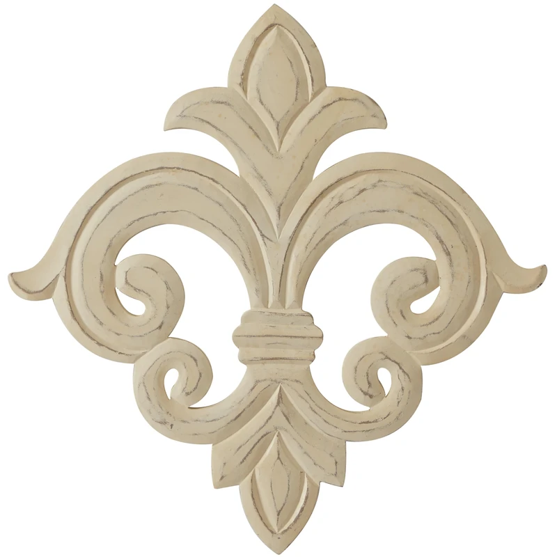 Deco 79 Decor Carved Sculpture, Wood, White, Wall Art 24" x 1" x 24" - Image 1