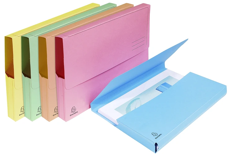 Exacompta - Ref 46770E - Super A4 Document Wallets - 245 x 325mm in Size, Suitable for A4 Documents, 3cm Expansion Gusset, 220gsm Card, PEFC-Certified - Assorted Colours (Pack of 50)