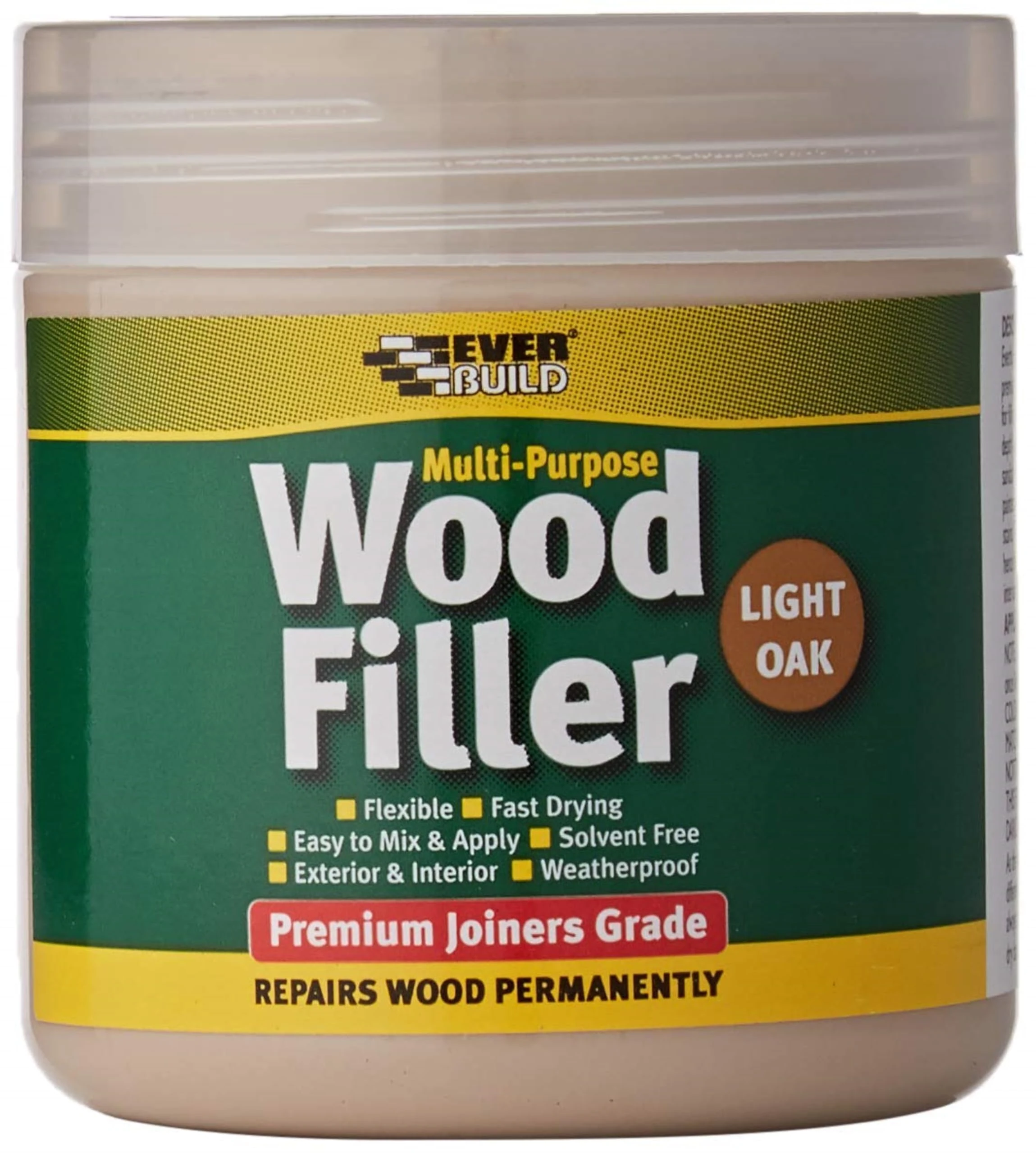 Everbuild Multipurpose Wood Filler – Suitable for Indoor and Outdoor Use – Sandable – Light Oak – 250ml