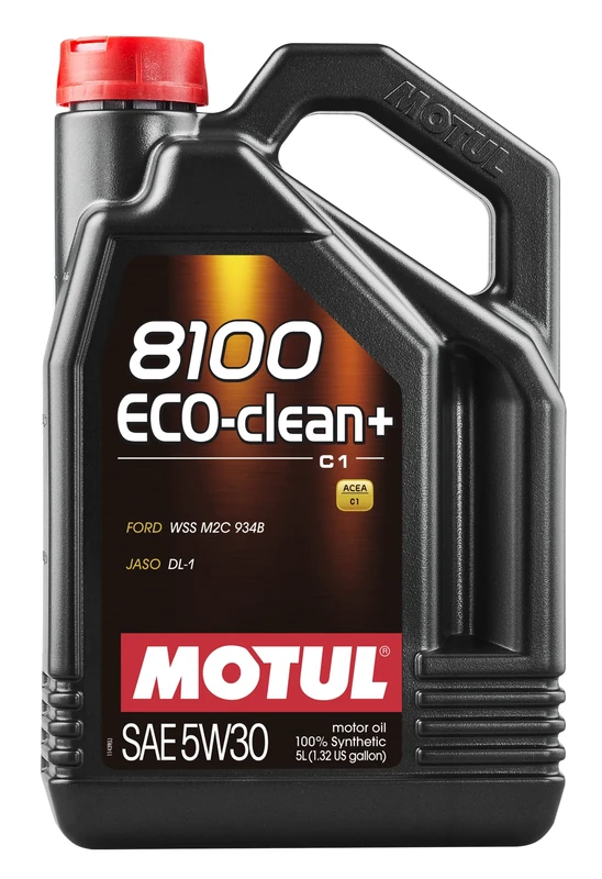 Motul 101584 Car Engine Oil | Motul 8100 ECO-clean+ Fully Synthetic Petrol & Diesel Oil for Euro 4, 5 & 6 Engines | 100% Synthetic Engine Oil | Viscosity SAE J 300, 5W-30 | 5 Litres