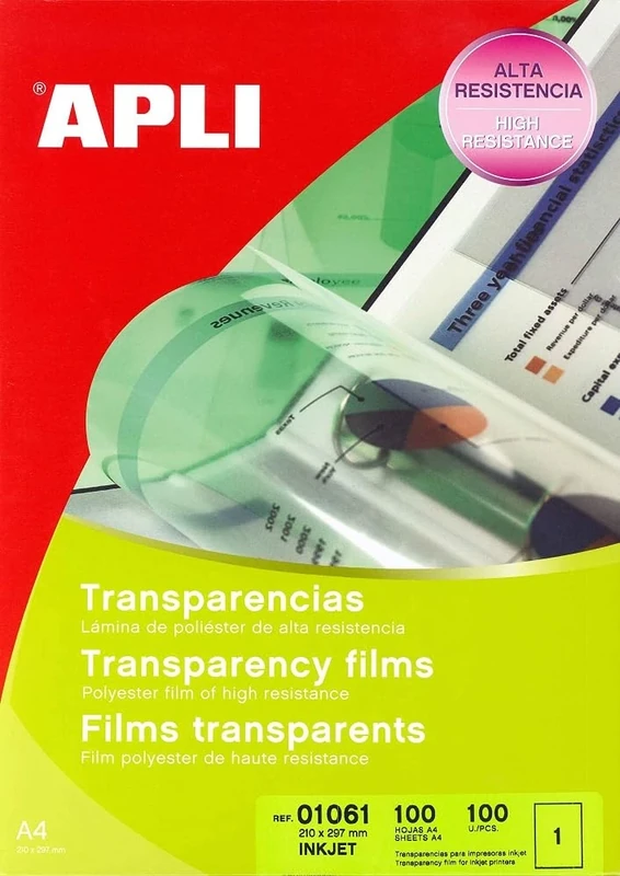 Apli 1061 Box of 100 Transparent Films for Inkjet Printers