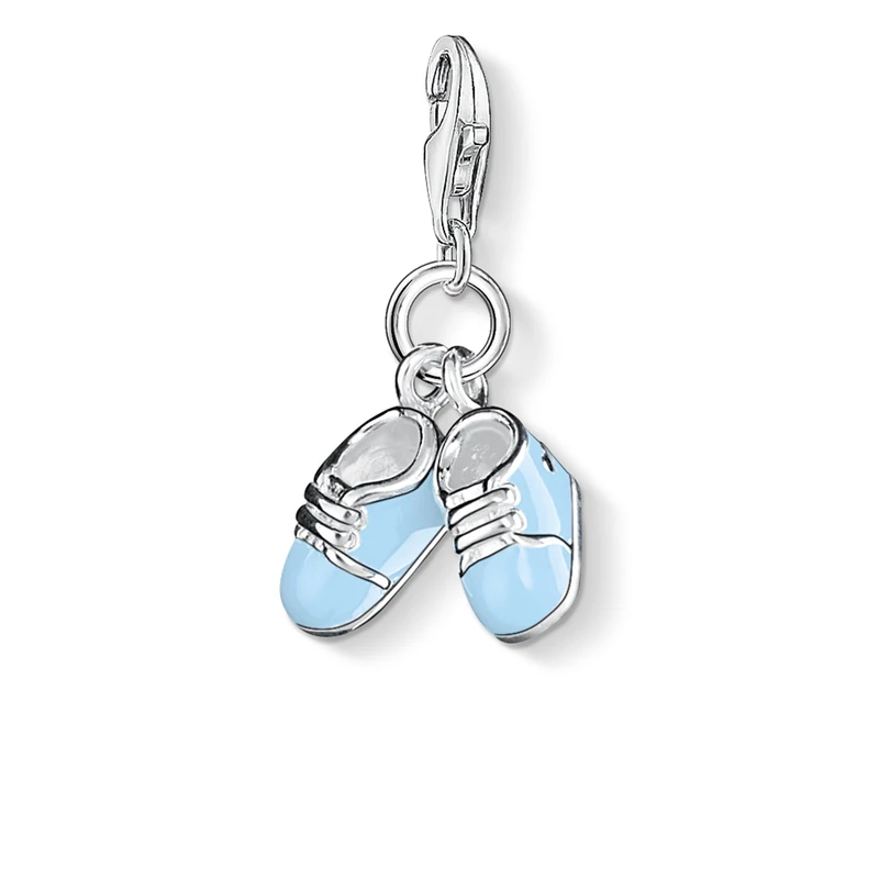 Thomas Sabo Women Charm Pendant Baby Shoes Blue Birth Charm Club 925 Sterling Silver 0822-007-1