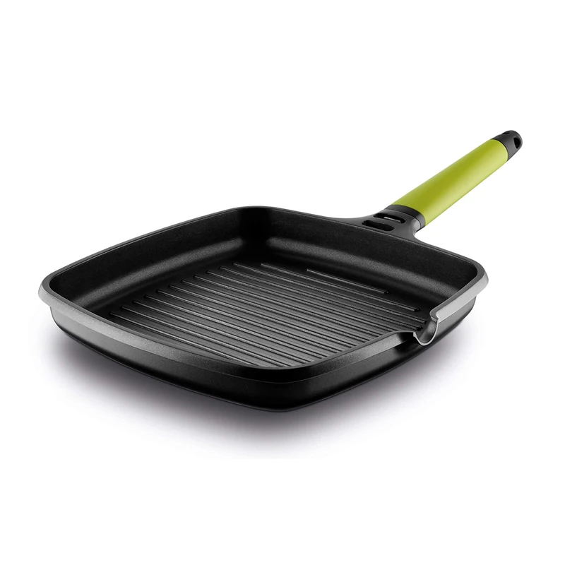Fundix Castey 27 x 27 cm Nonstick Cast Aluminium Induction Grill Pan with Kiwi Removable Handle