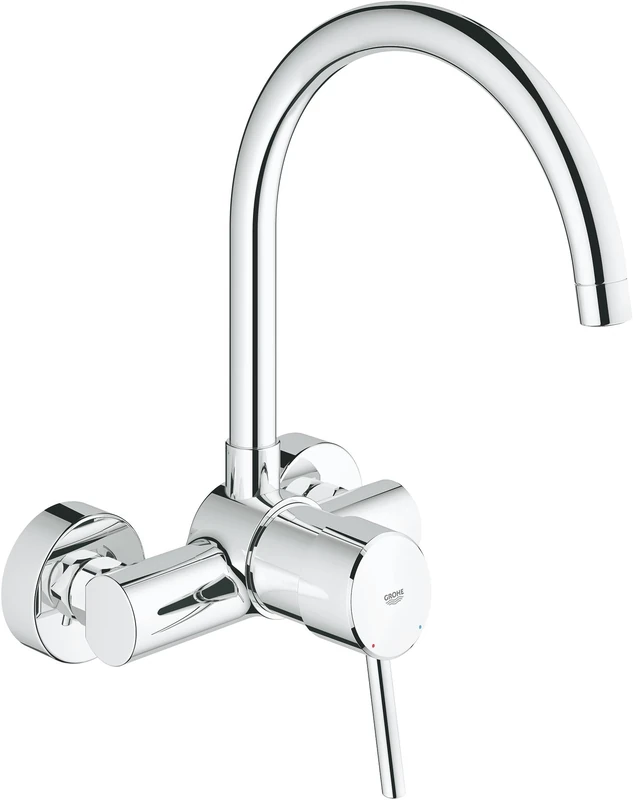 GROHE Concetto Kitchen Tap, 360° Swivel Range, High Spout, GROHE Supersteel, Wall-Mounted 32667001
