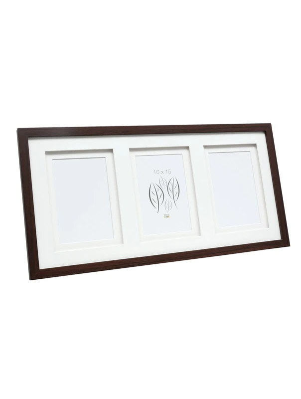 Deknudt Frames S65KQ3-10.0X15.0 Brown Wooden Photo Frame with Double Mat Framing for 3 Photos 48,5 x 24,5 x 2,3 cm
