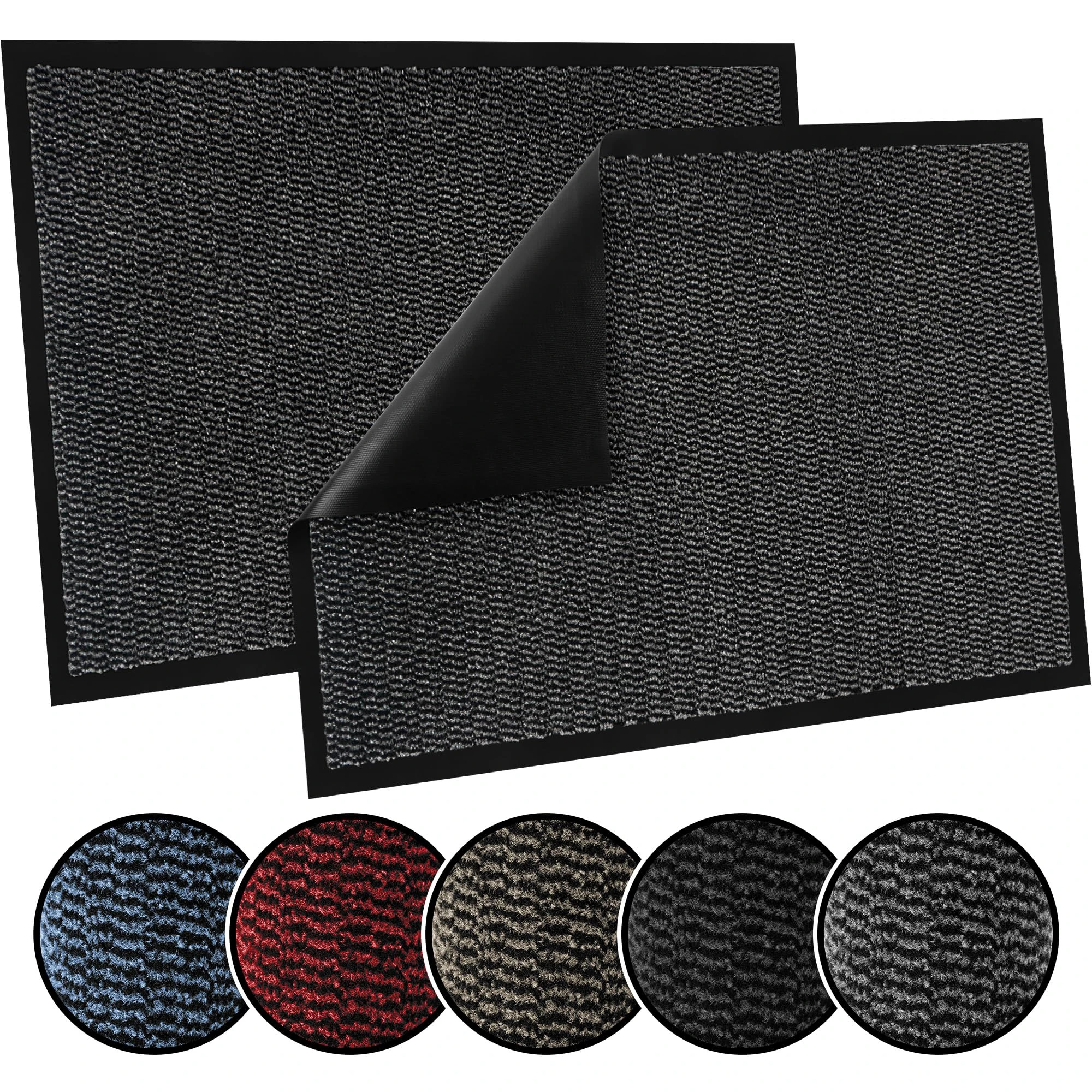 TrendMakers Door Mat Indoor & Outdoor Non-Slip Rubber Backed door mats indoor Super Absorbent Washable Dirt Trapper doormats - Durable & wrinkle-free Barrier Rug (Grey/Black - 60 x 80cm)