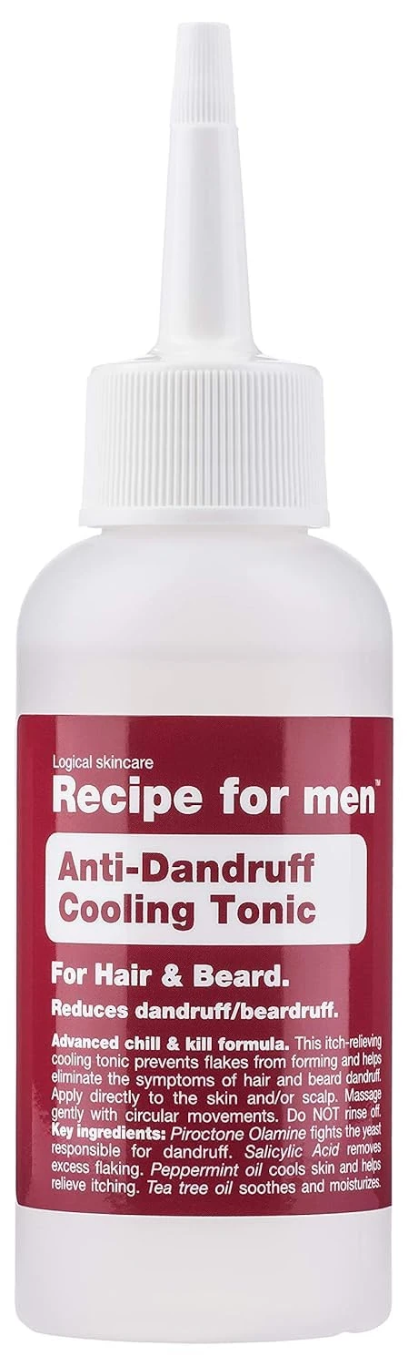 RECIPE FOR MEN Anti-Dandruff Tonic - Leave-In Hair & Beard Treatment, Relieves Itching, Prevents Flakes, made in Sweden, 100 ml