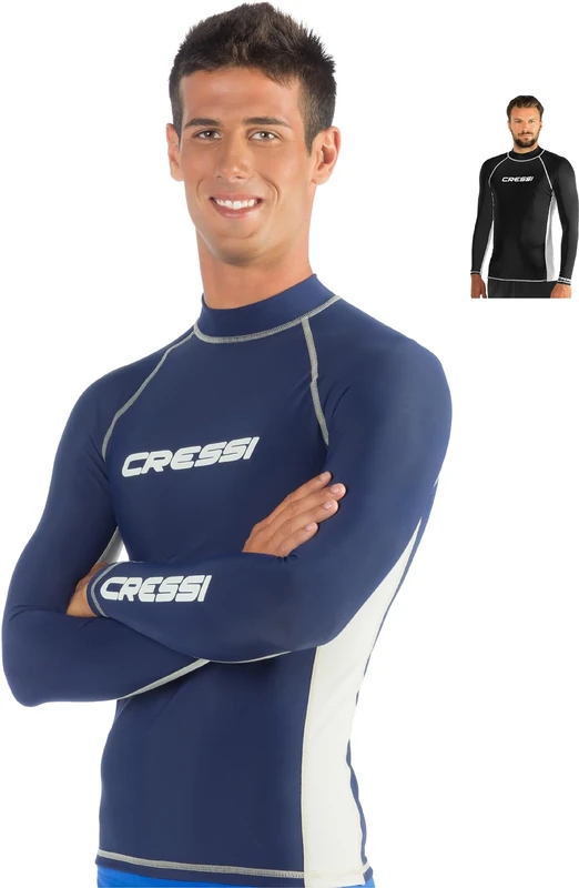 Cressi Men's Lycra Skin Long Sleeve Rash Guard UV Sun Protection (UPF) 50+, Blue, XXL/6 (50/52)