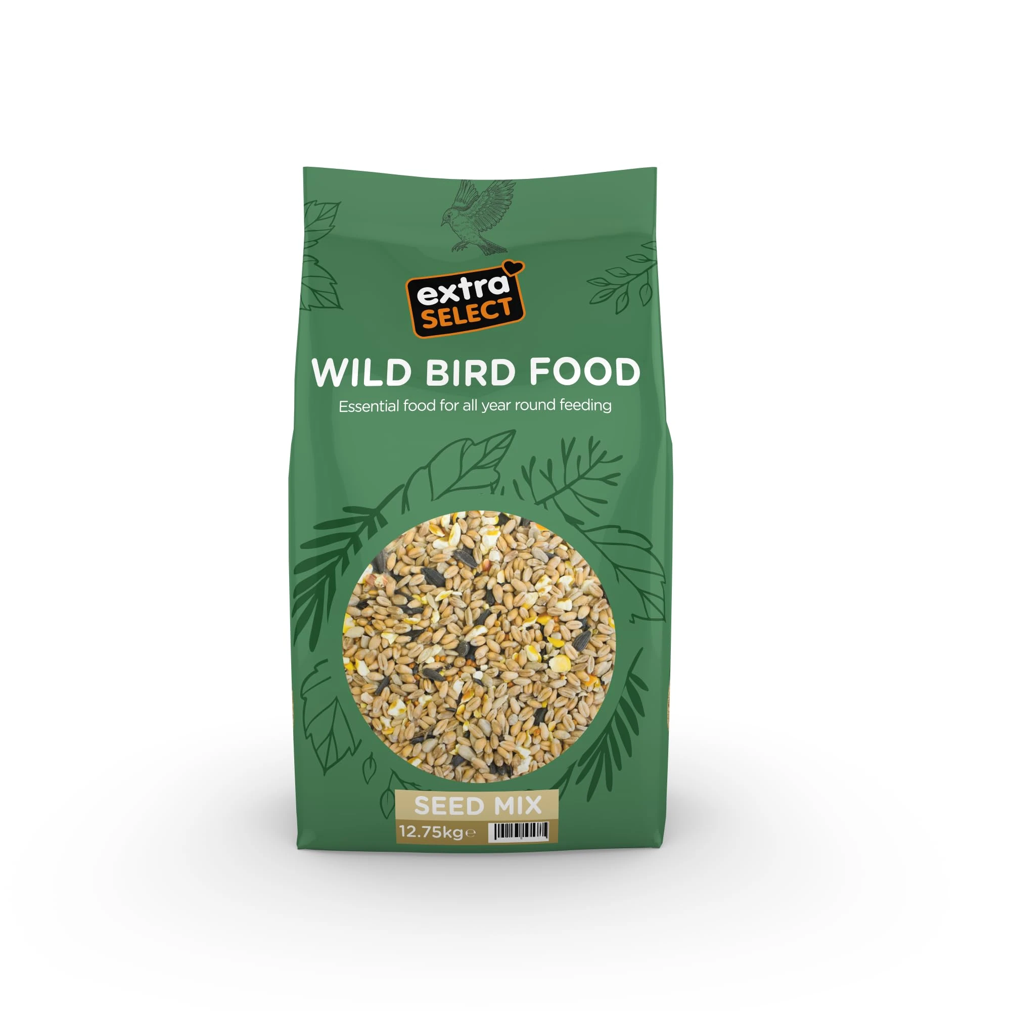Extra Select Wild Bird Seed Mix with Black Sunflower Seeds, Wheat, Dari, Millet Seeds - Nutrient Rich Wild Bird Food for Small Birds - 12.75kg