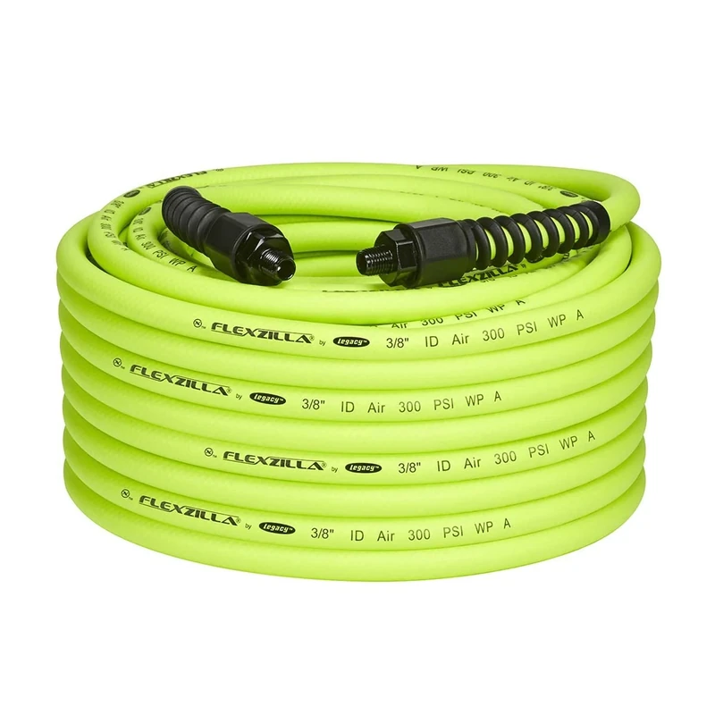 Flexzilla HFZP38100YW2 Pro Air Hose, 1/4" MNPT Fittings, 3/8" (inches) x 100' (feet)