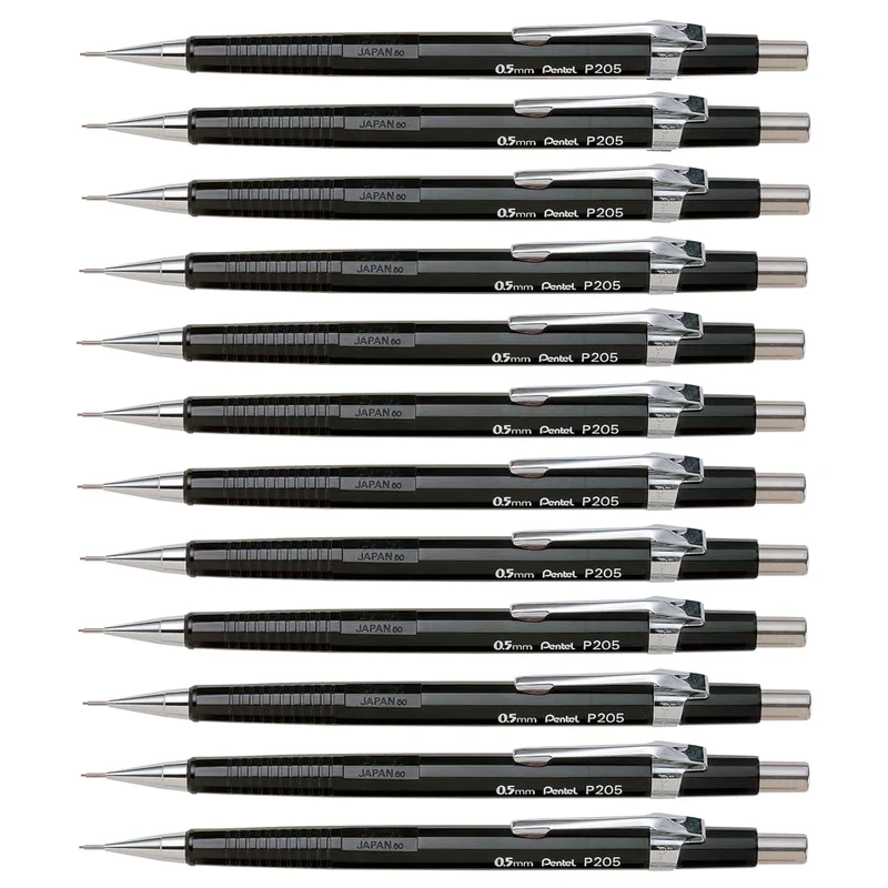 Pentel 0.5 mm Lead Automatic Pencil - Black (Pack of 12)