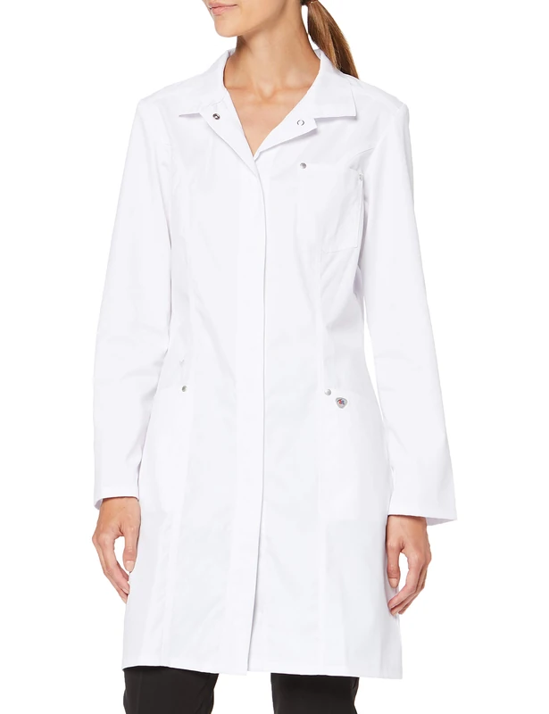 BP 4874-684-21 Women`S Coat, Long Sleeve, Turn-Down Collar, 200,00 G/M², Fabric Blend With Stretch, White, Size 12