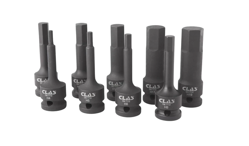 Impact Hex Bit Impact Socket Set 80 mm H4-H19, 1/2 inch Drive