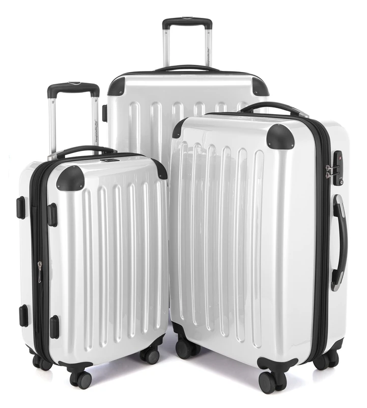 Hauptstadtkoffer Alex 3-Piece Suitcase Set – Cabin Suitcase 55 cm, Medium Suitcase 65 cm & Large Travel Suitcase 75 cm, ABS/PC Hard Shell, TSA Lock, White