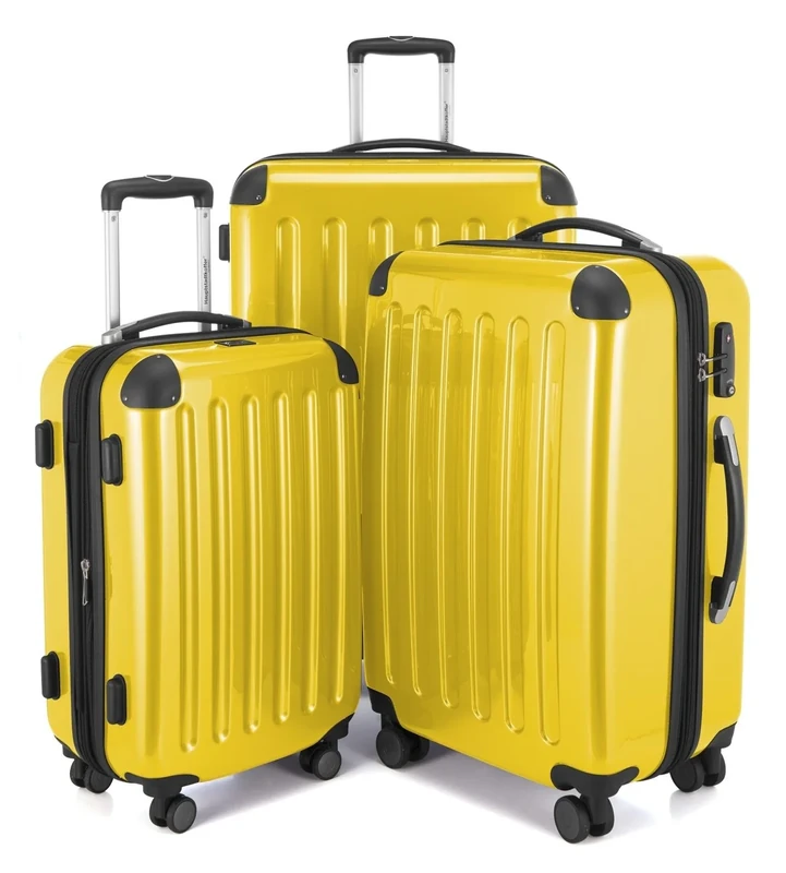 HAUPTSTADTKOFFER - Alex - Set of 3 suitcases, Travel suitcases, Trolley, Rigid Luggage, Travel Set, TSA, 4 Wheels (S, M & L), Yellow