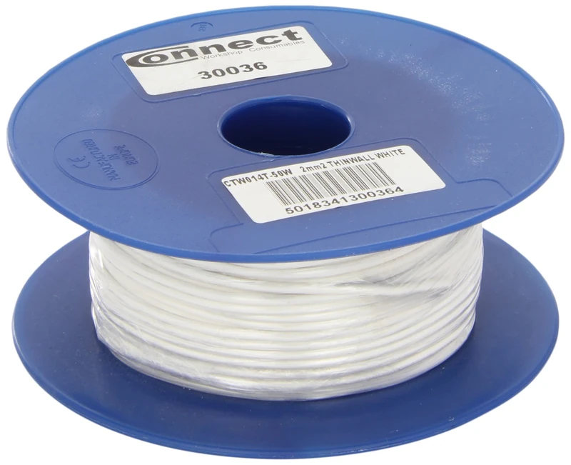 Connect 30036 White Thin Wall Single Core Cable 28/0.30 50m