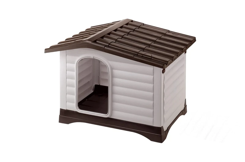 Ferplast Dog Kennel Outdoor DOGVILLA 70, Dog House, Dog Kennel, Opening Side, Draining Bottom, Insulating Base, Removable Roof, Ventilation Grille, Recycled Plastic, 73 x 59 xh 53 cm