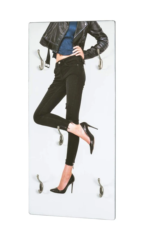 HAKU Möbel Wardrobe Stainless Steel Look, Motif, Mdf, Metal - Size: W 40 cm X H 90 cm X D 8 cm, Style: Modern