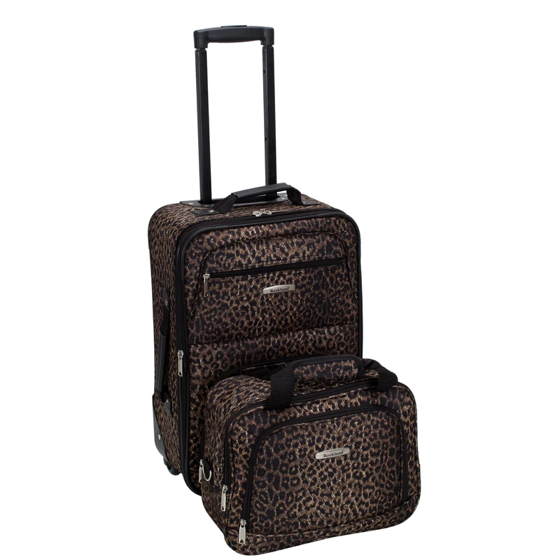 Rockland Fashion Softside Upright Luggage Set, Leopard, 2-Piece Set (14/19), Fashion Softside Upright Luggage Set