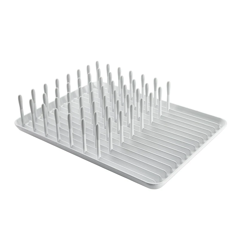 OXO Good Grips Dish Drainer, 26 × 35 cm – Non‑Slip Feet, Raised Ribs for Faster Drying, Easy‑Pour Corners – Off-white and grey