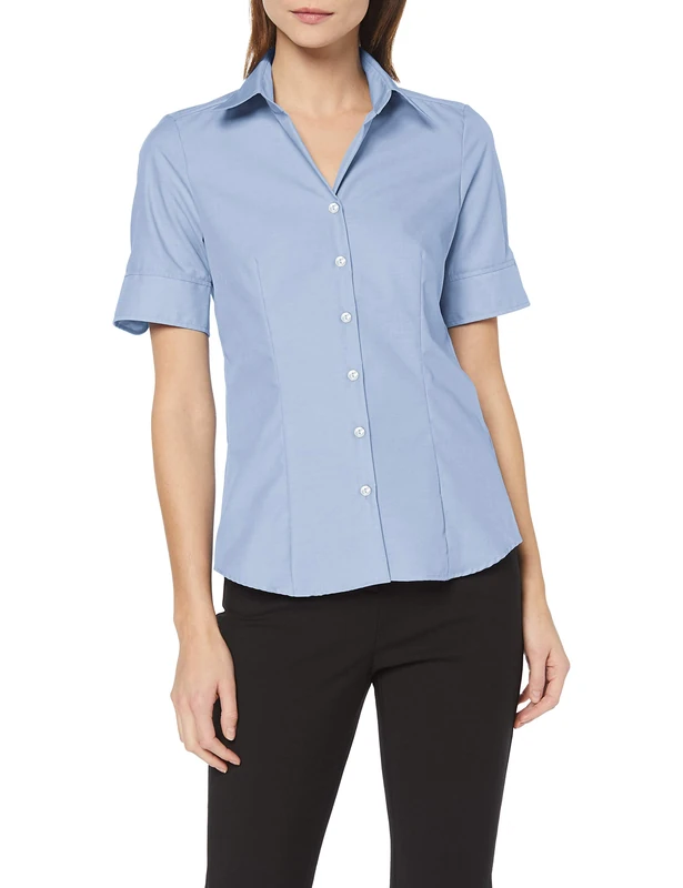 Seidensticker women's blouse - city blouse - shirt blouse - regular fit - short sleeve - plain - 100% cotton