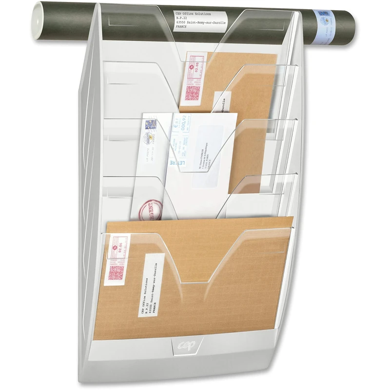 CEP 5 Compartments Wall File - White/Crystal