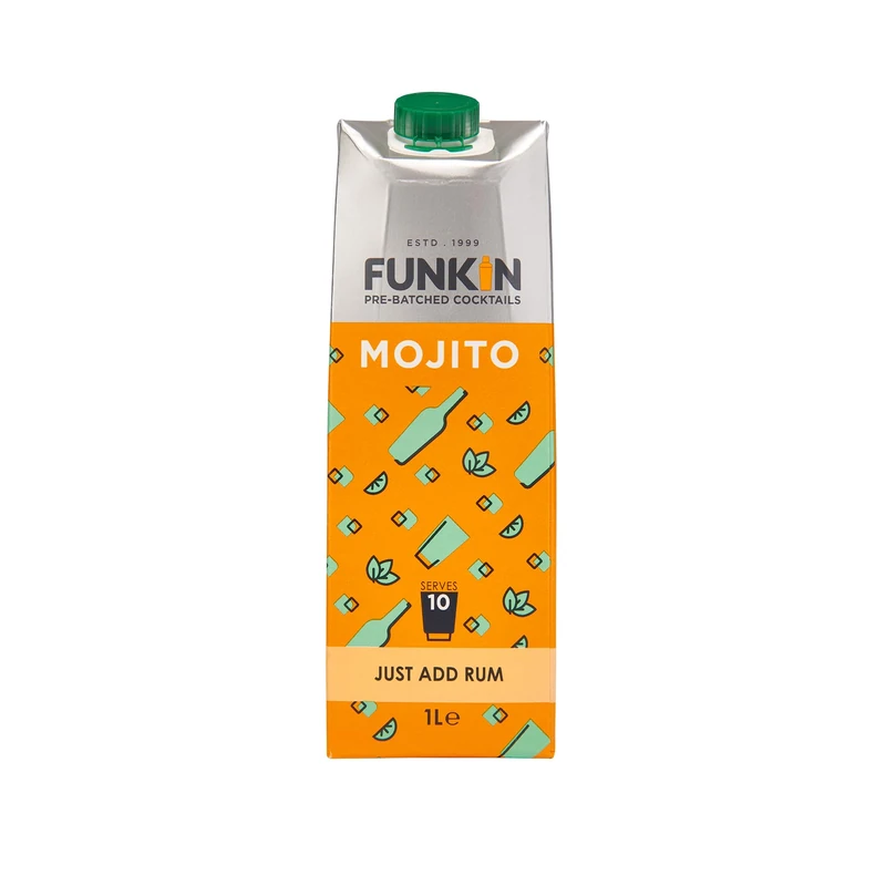 FUNKIN Cocktails Mojito Pre Mixed Cocktail Mixer| Just Add Rum | Refreshing & Minty Flavour | 0% ABV | Premium Ingredients for Bar-Quality Drinks | Perfect for Parties | 1 Litre, Pack of 6 - Image 1