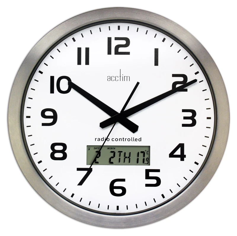 Acctim 74447 Meridian Radio Controlled Wall Clock, Aluminium White