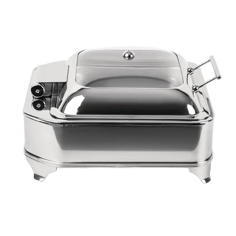 Olympia Square Electric Chafer 410X410X240mm Stainless Steel & Glass Dish