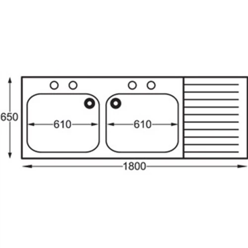 Franke E20616R Stainless Steel Double Bowl Sink, Self Assembly, 1800 mm Width