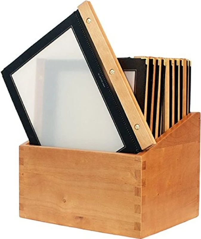 Securit H759 Wood Spine American Style A4 Menu Cover and Storage Box, Black