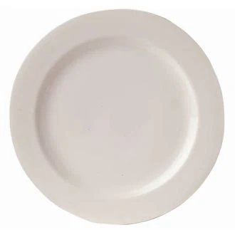 "Classic White Rimmed Plate - Wide Rim. Dimensions: 240mm (9.5""). Box quantity: 12."