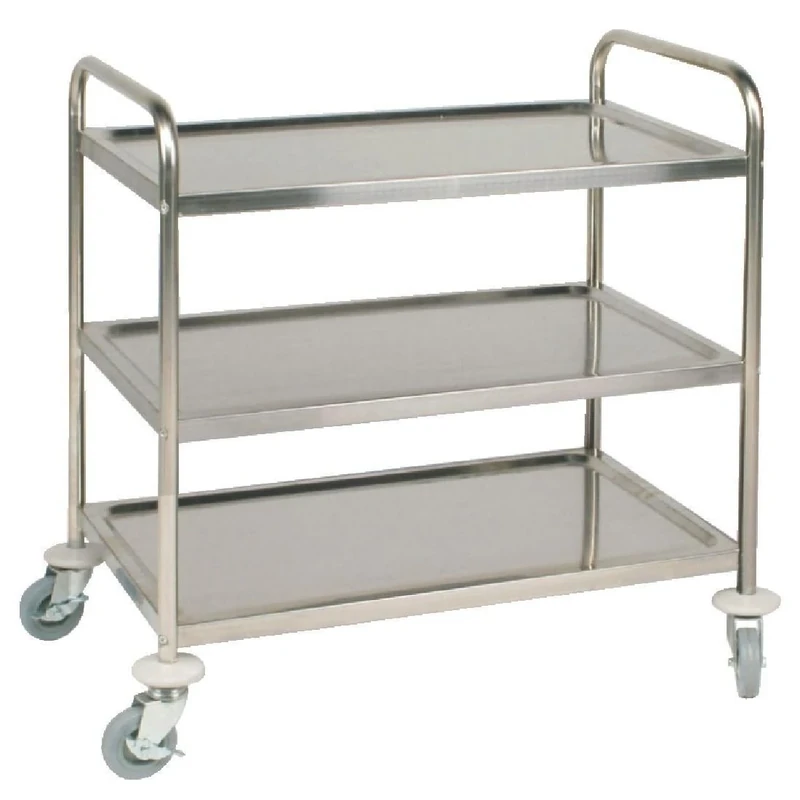 Vogue F995 3 Tier Clearing Trolley Large 930X860X535mm Stainless Steel Catering, Silver