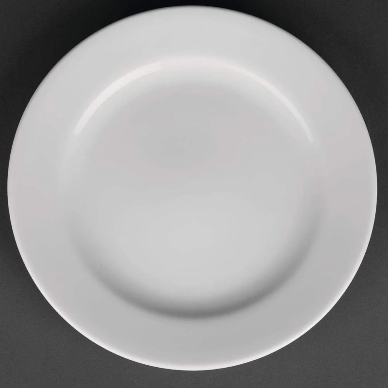 Classic White Rimmed Plate - Wide Rim. Dimensions: 210mm (8.25""). Box quantity: 12.