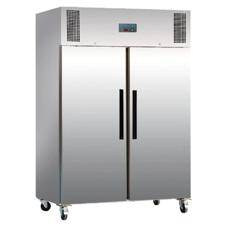 Polar Refrigeration G-Series 700W Upright Double Door Freezer 1200 Litre, Stainless Steel, -20°C to -10°C, 2000(H)x1345(W)x815(D)mm, Energy Rating D, 6 Shelves, Usable Capacity: 770 Ltr, R290 | G595
