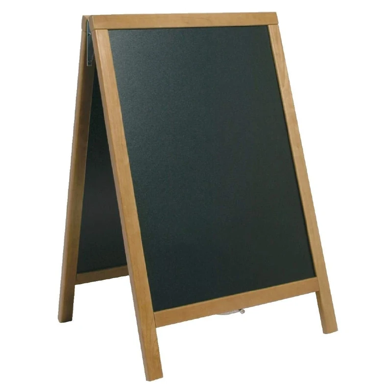 Securit 55 x 85cm Lacquered Finish Pavement Sandwich Duplo Chalk Board - Teak