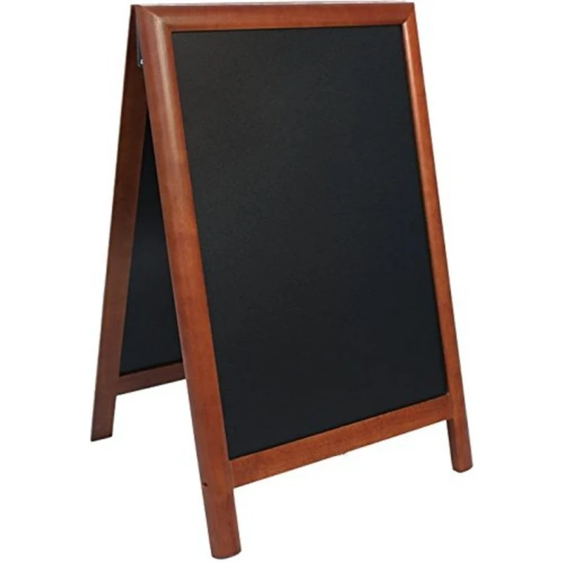 Securit 55 x 85cm Lacquered Finish Pavement Sandwich Duplo Chalk Board - Dark Brown