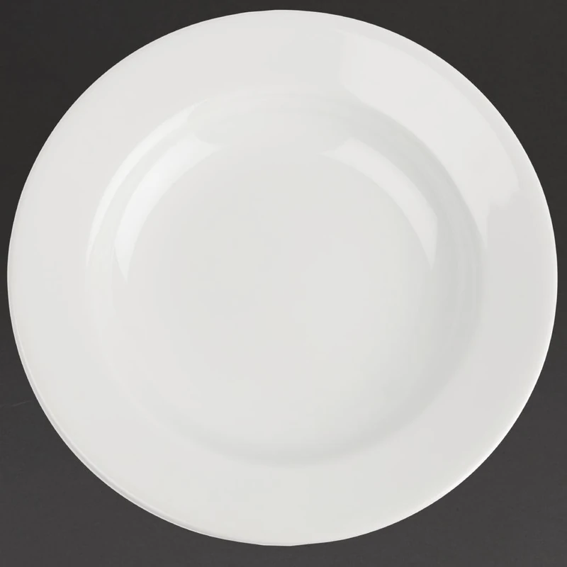 Classic White Rimmed Plate - Wide Rim. Dimensions: 160mm (6.25""). Box quantity: 12.