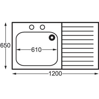 Franke E20610R Stainless Steel Sink, Self Assembly, 1200 mm Width