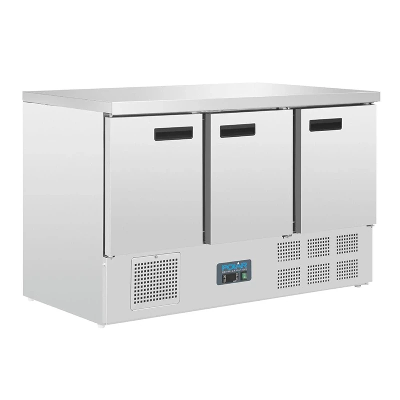 Polar Refrigeration G-Series 235W Triple Door Counter Fridge 368 Litre, Stainless Steel, 2°C to 5°C, 880(H)x1370(W)x700(D)mm, 3 Shelves, Energy Rating C, Usable Capacity: 308Ltr, R600a | G622