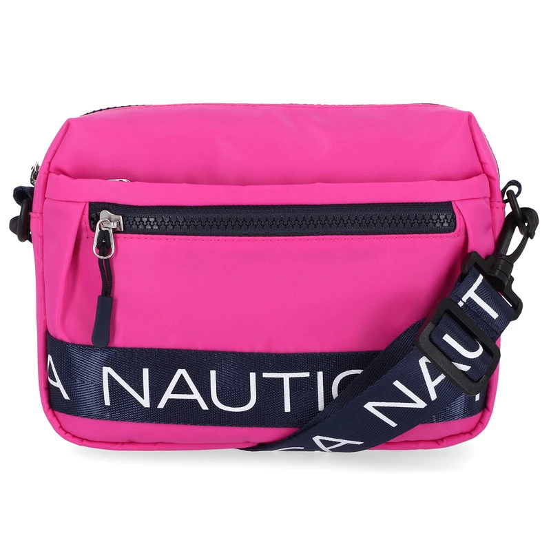 Nautica Nylon Bean Crossbody/Belt Bag with Adjustable Shoulder Strap, Hot Pink, Hot Pink
