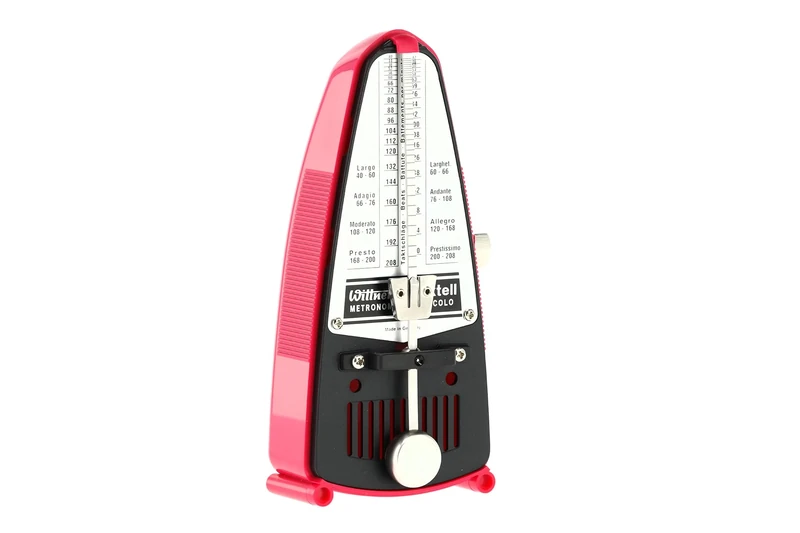 Wittner Metronome Taktell Piccolo Series 830 - Plastic casing - Without bell - Dark pink - Mechanically wound - No batteries required - Made in Germany